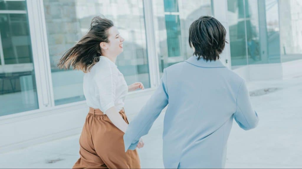 A man and woman walking together