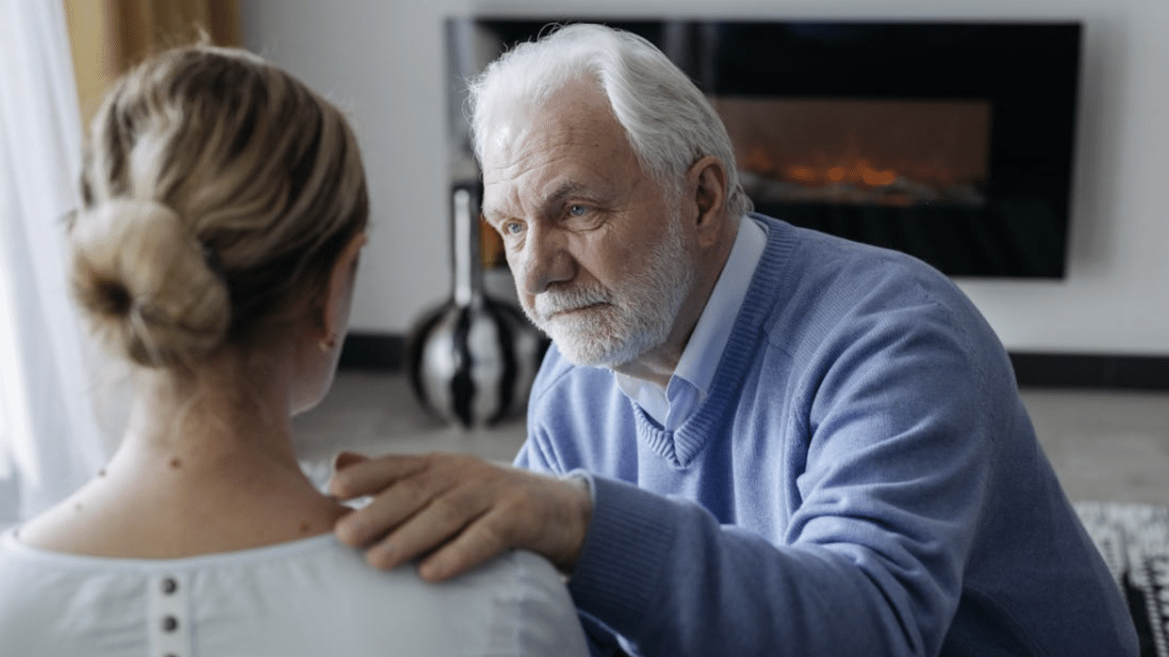 A man listening to his upset wife