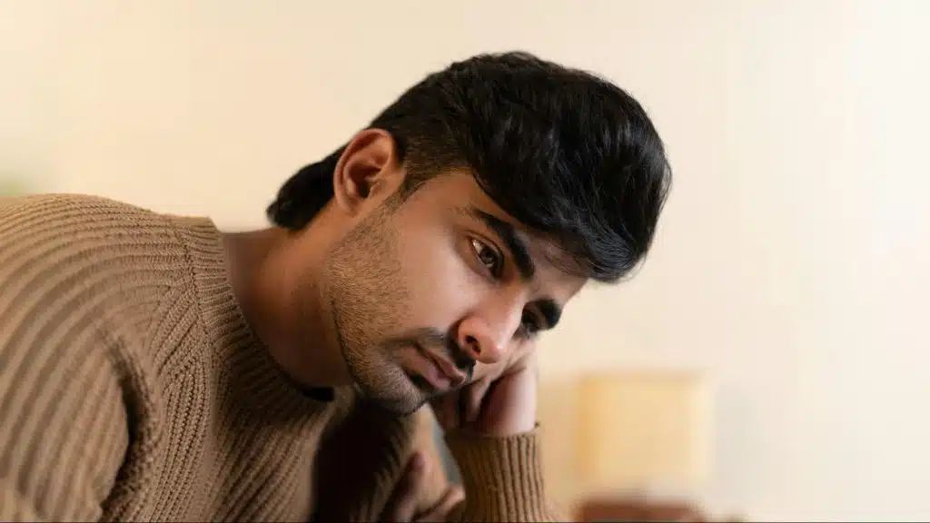 A sad man alone