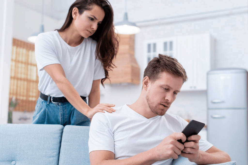 A man ignoring a woman