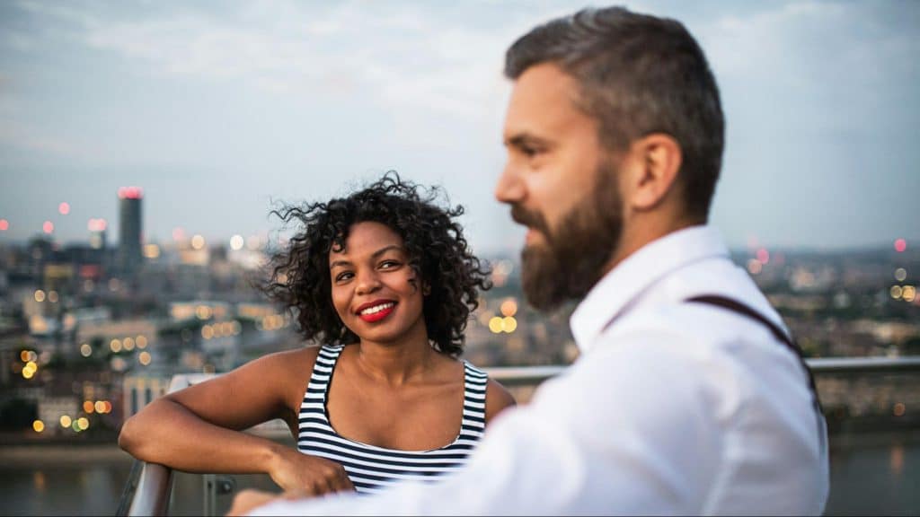 Woman adoring a man
