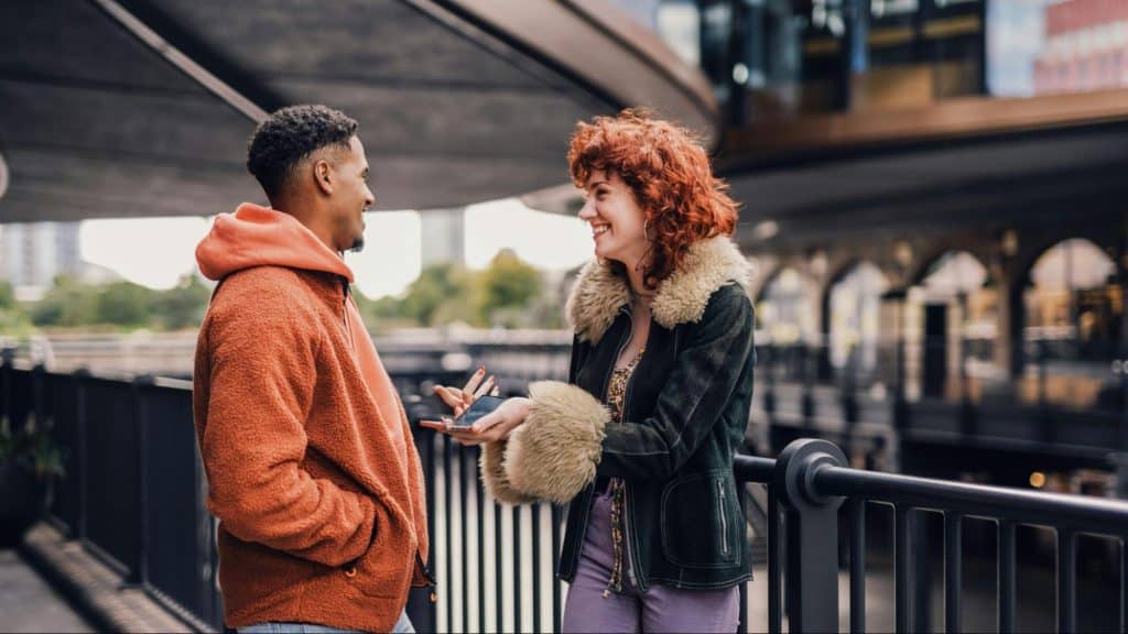 A man and woman having a conversation
