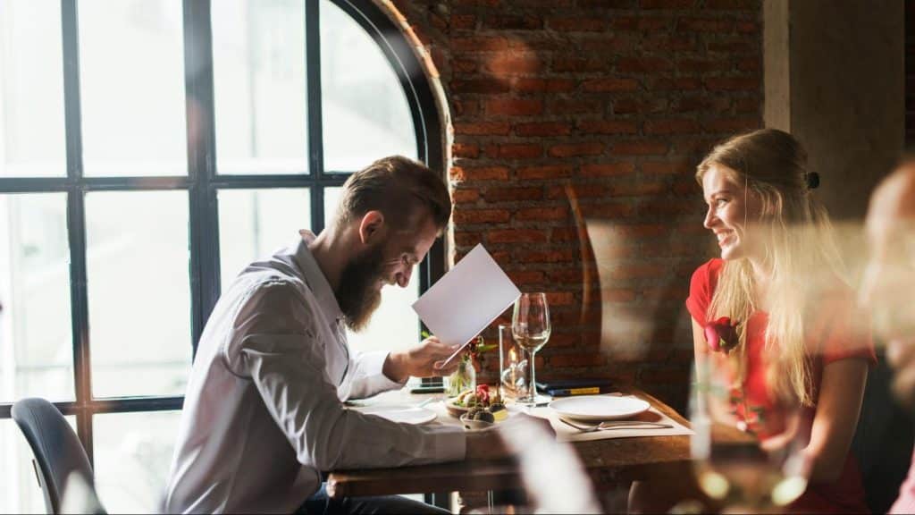 A man and woman dating