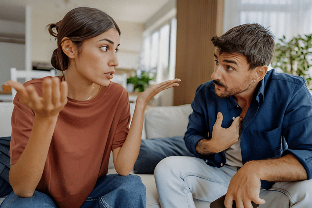 Couple arguing at home
