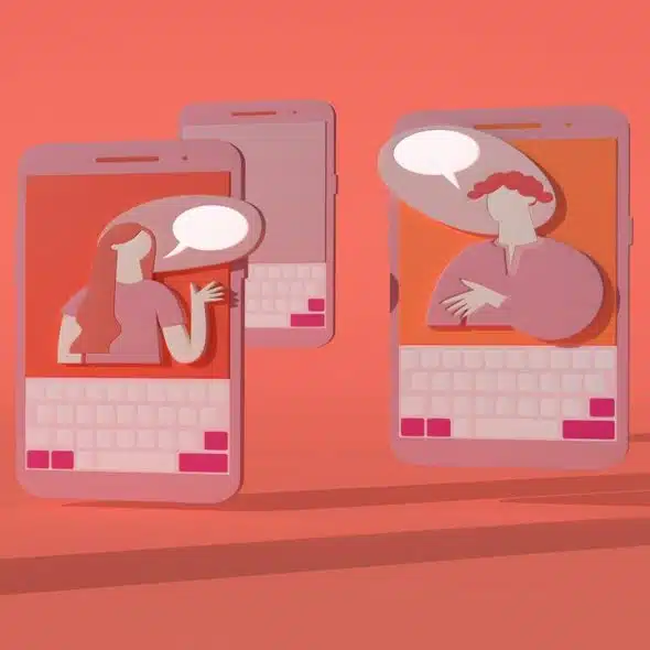 A 3D image depicting dating apps