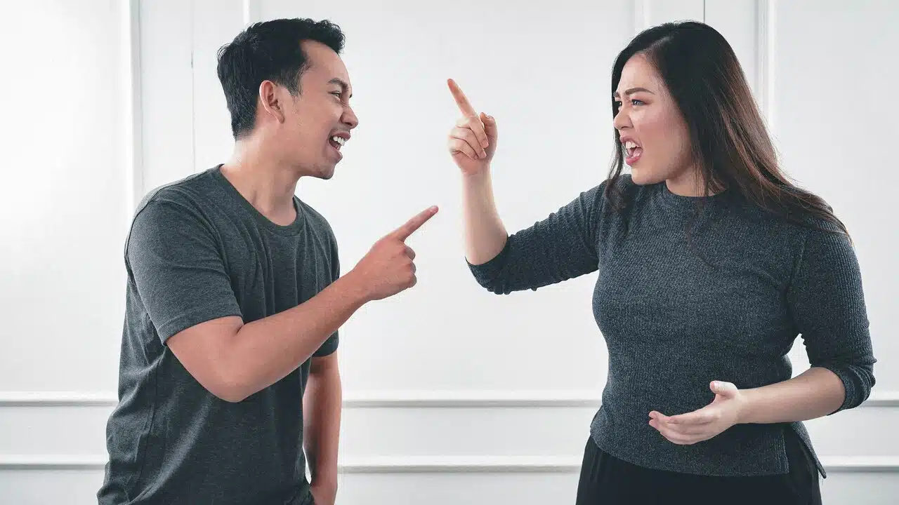 A couple arguing at home