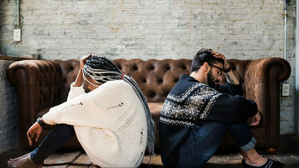 A man and woman not talking to each other