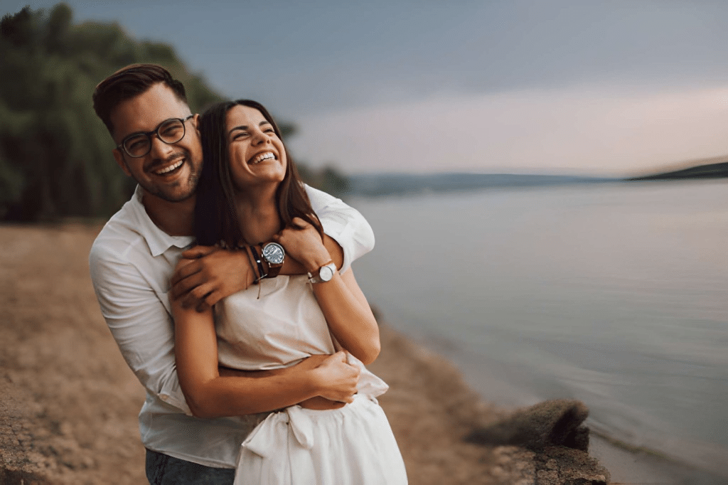 Two lovers in a hug