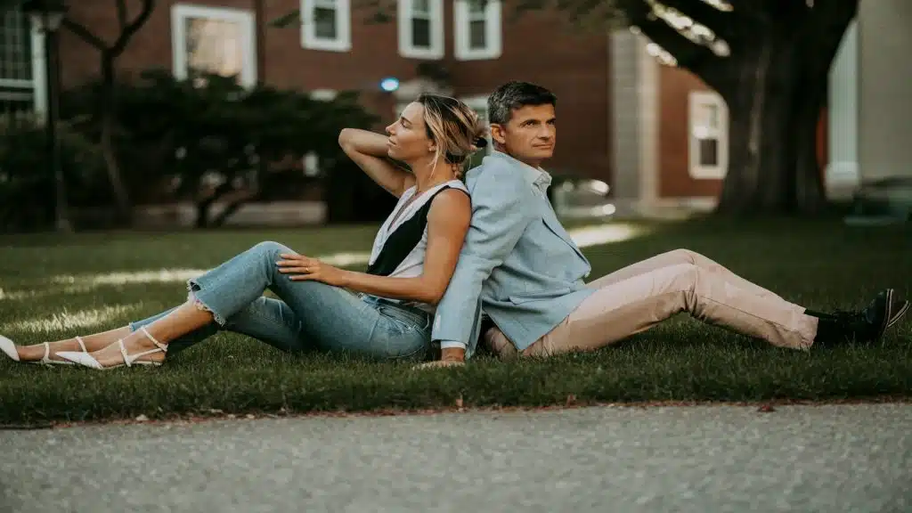 couple sitting with emotional distance
