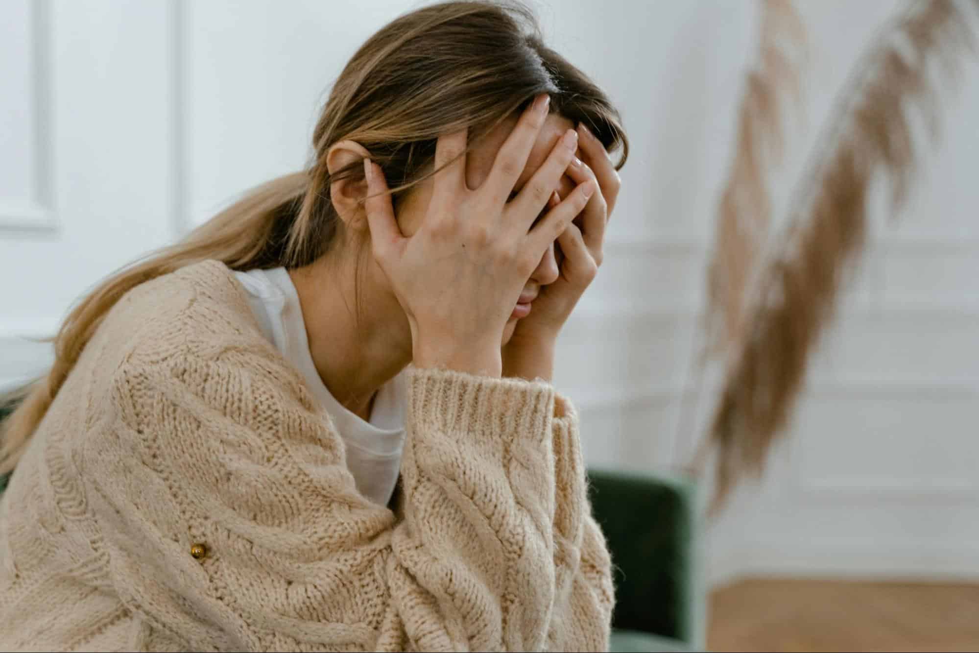 A woman crying.