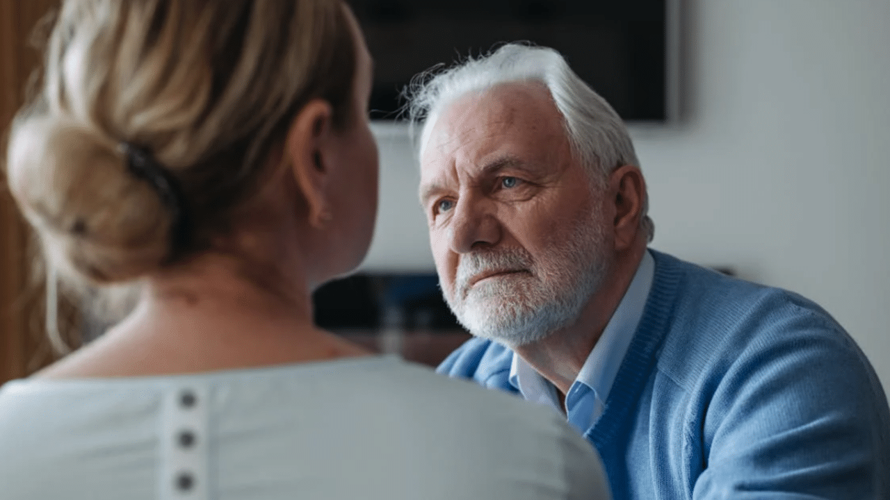 A man listening to his upset wife