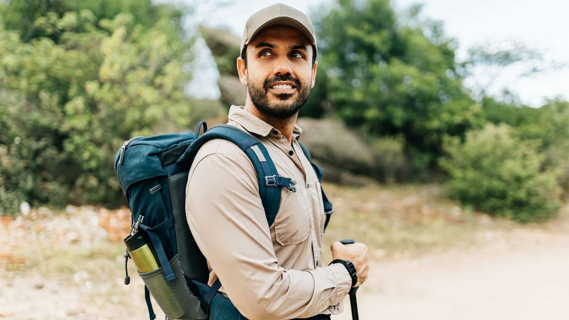 A man hiking.