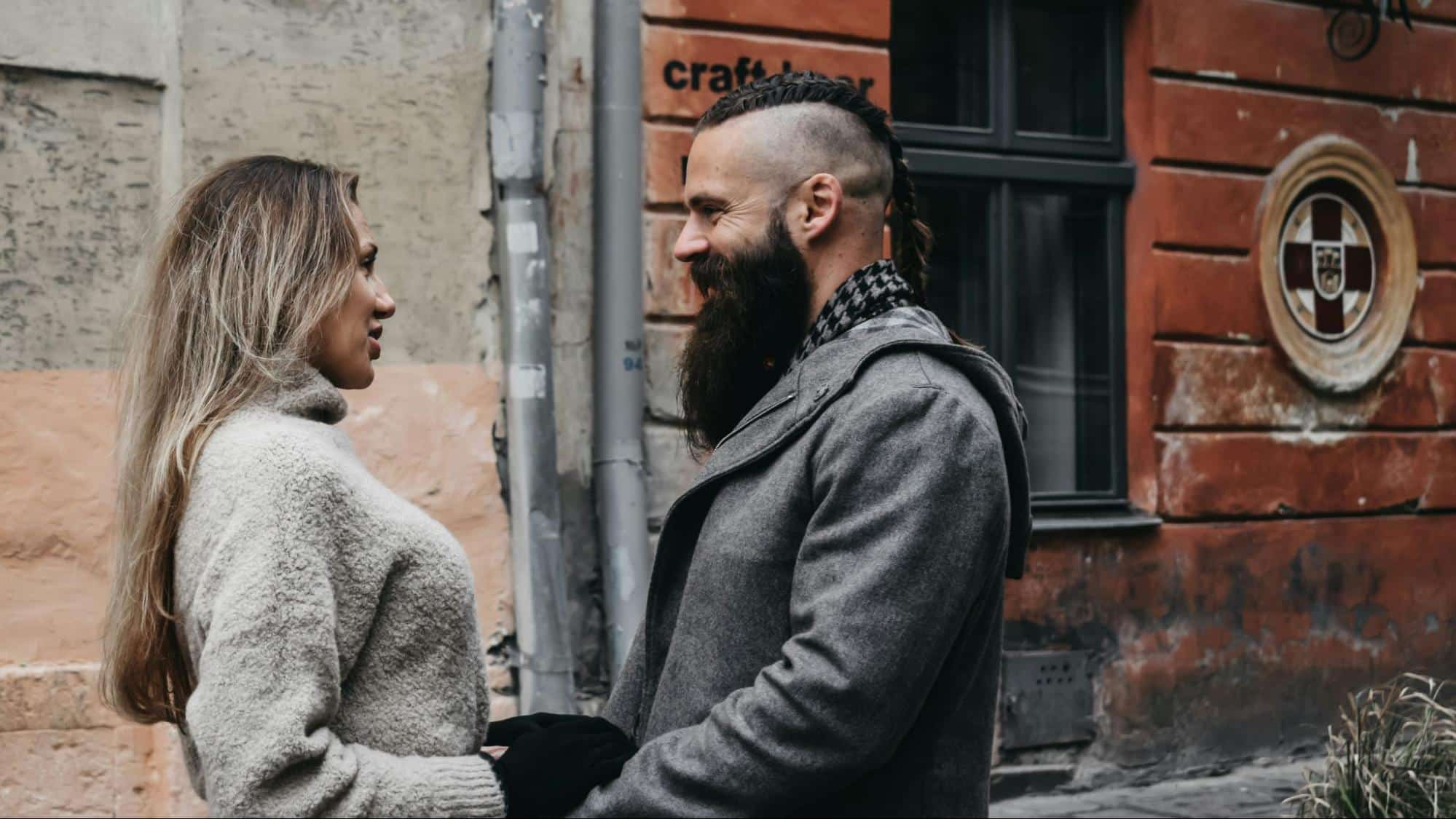 A man and woman having a moment
