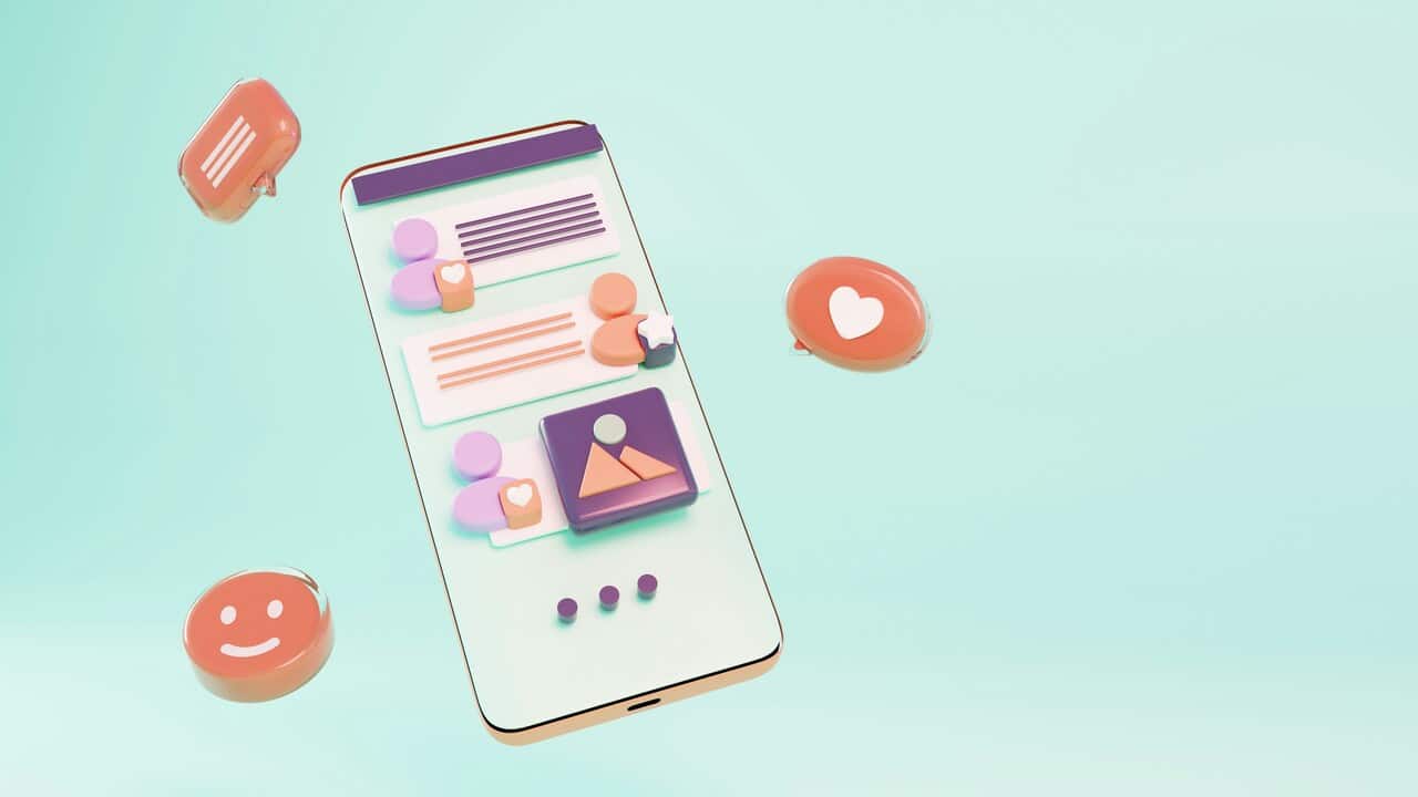 Cellphone with messaging apps and smileys