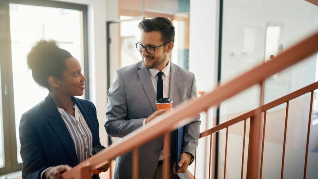 Woman being casual with her colleague