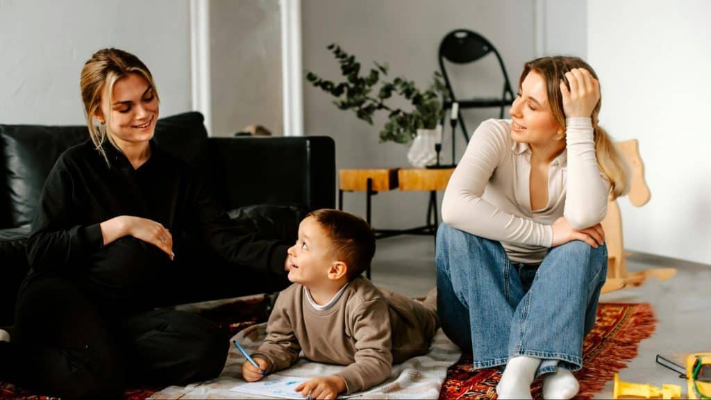 Woman with her son and sister