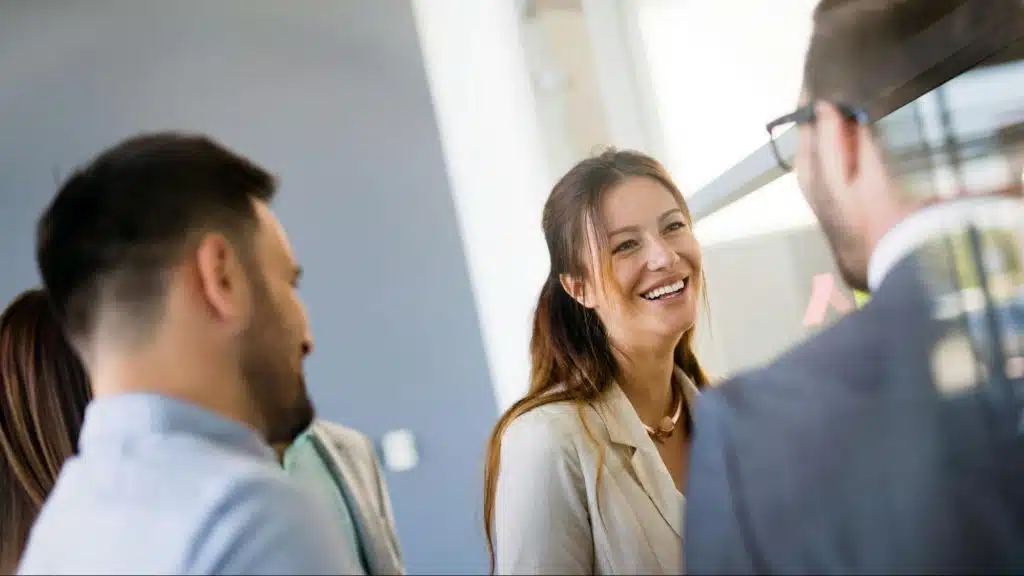 Woman talking with her colleagues