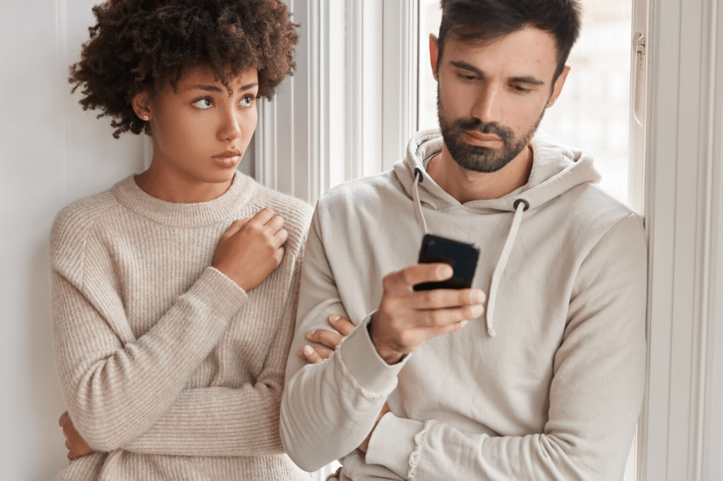 A man ignoring a woman