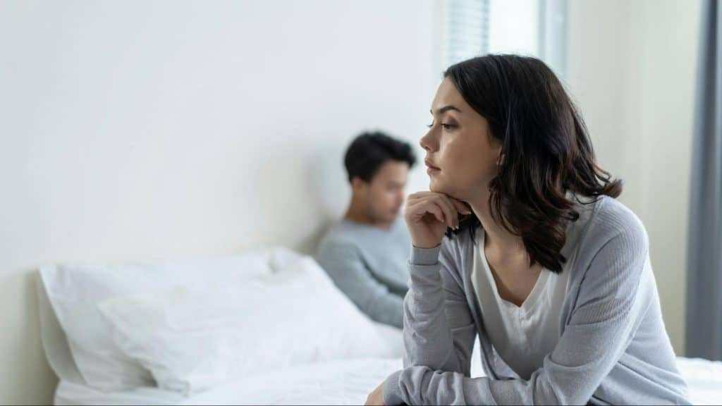 A man and woman not talking to each other