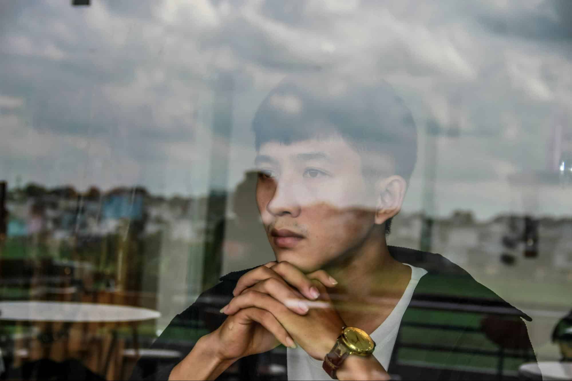 A man having deep thoughts.