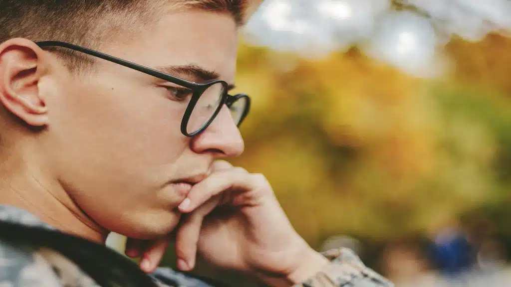 man focused on other things