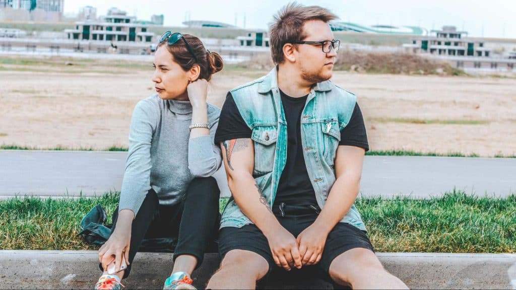 A man and woman not talking to each other