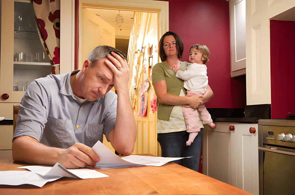 Man having trouble with bills