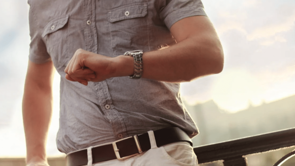 A man checking the time
