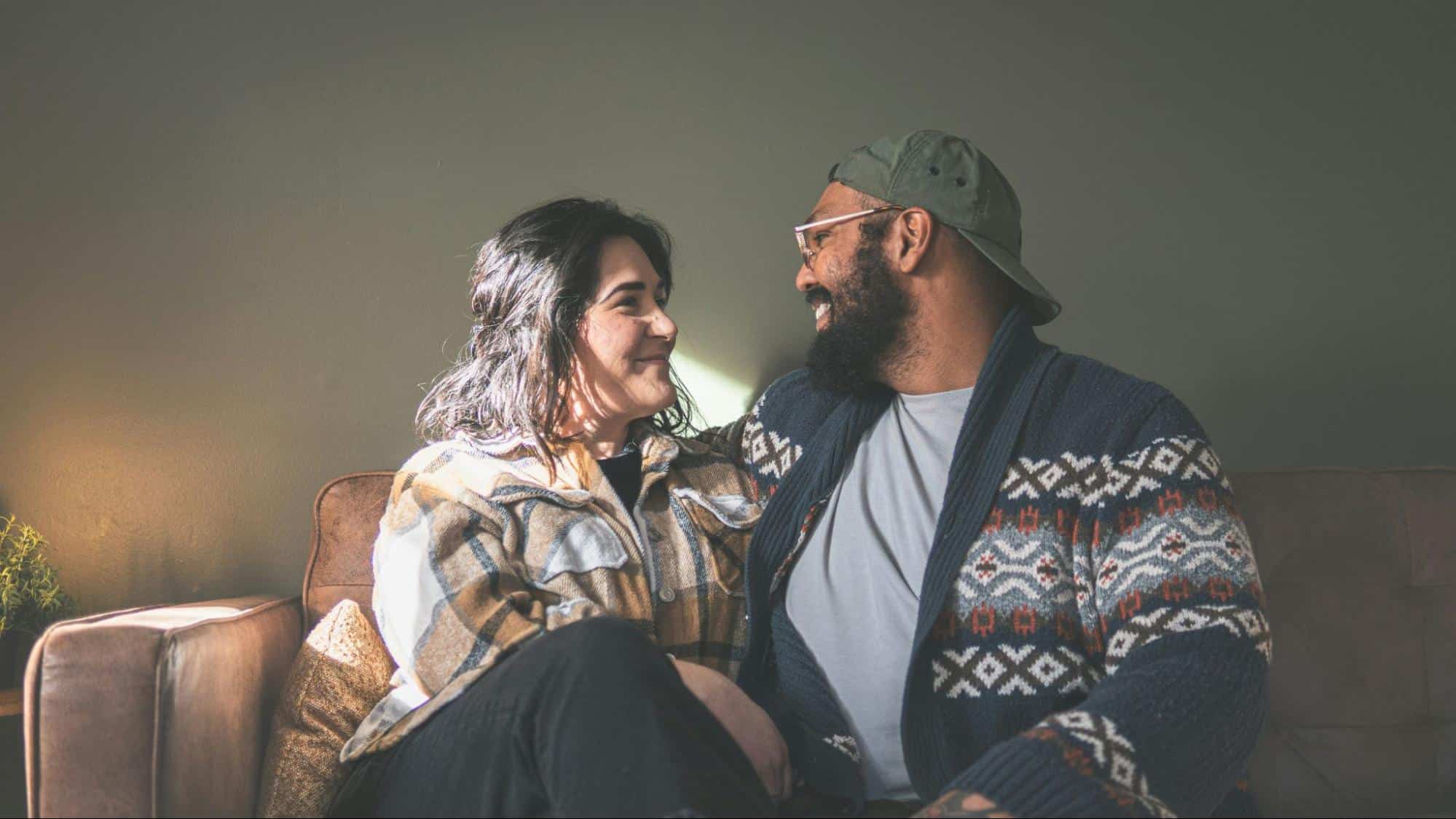 A man talking to woman
