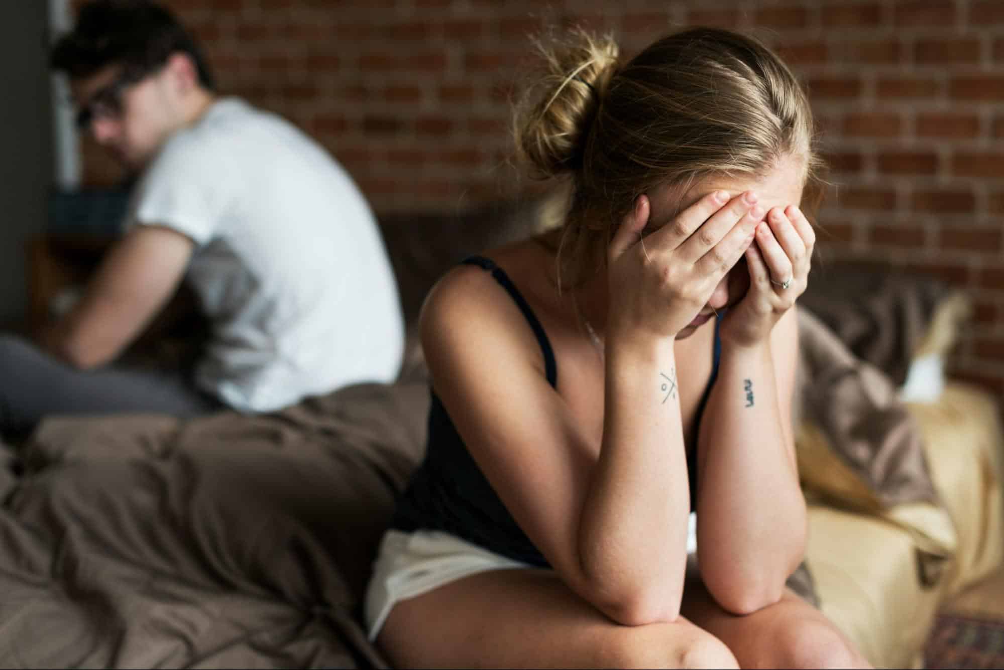A woman crying