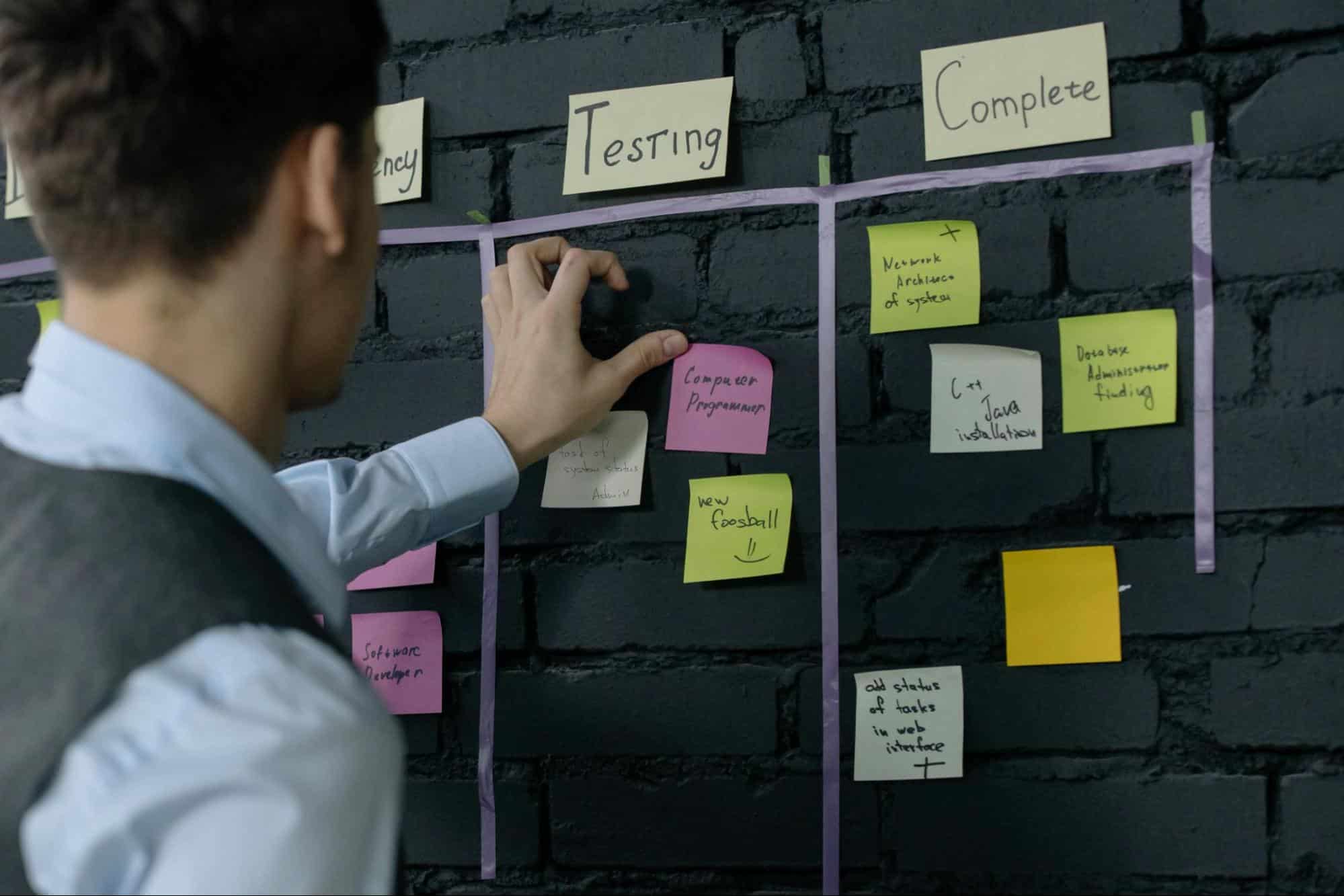 A man planning tasks.