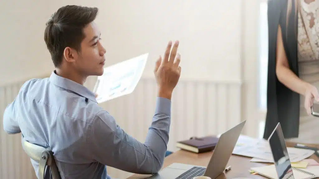 man showing partial engagement