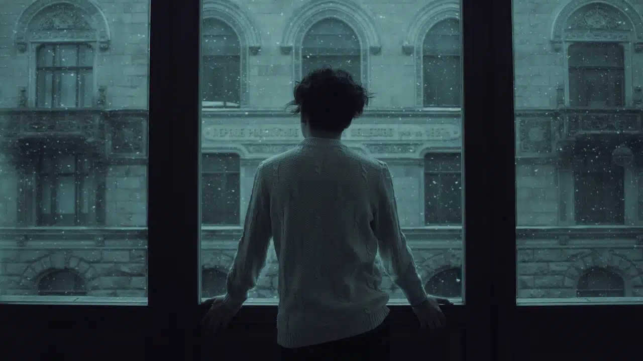 A man gazing out of a window.