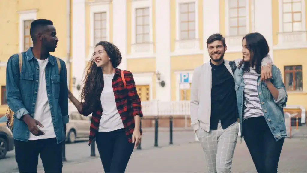 A man and woman with their friends