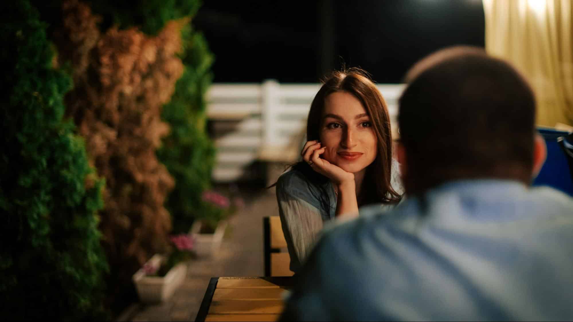 Woman looking at the man