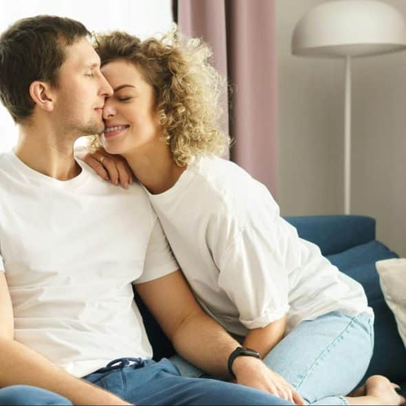 A man and woman close to each other
