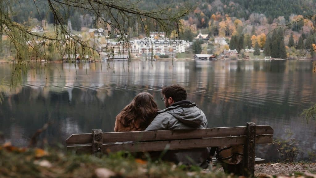 couple sitting together comfortably in a calm setting