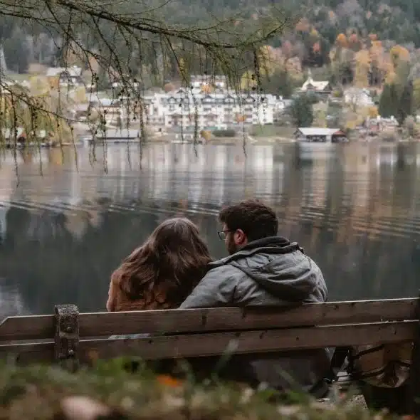 couple sitting together comfortably in a calm setting