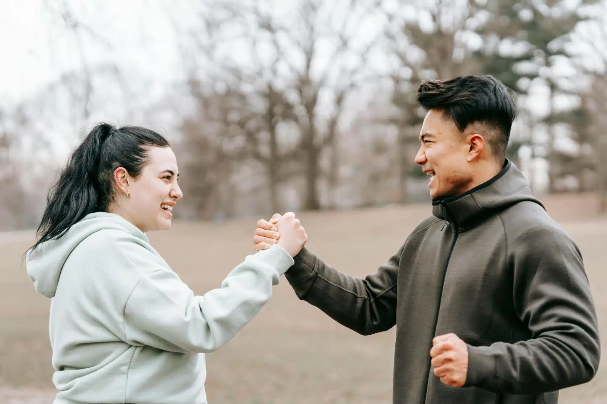 A couple supporting each other.