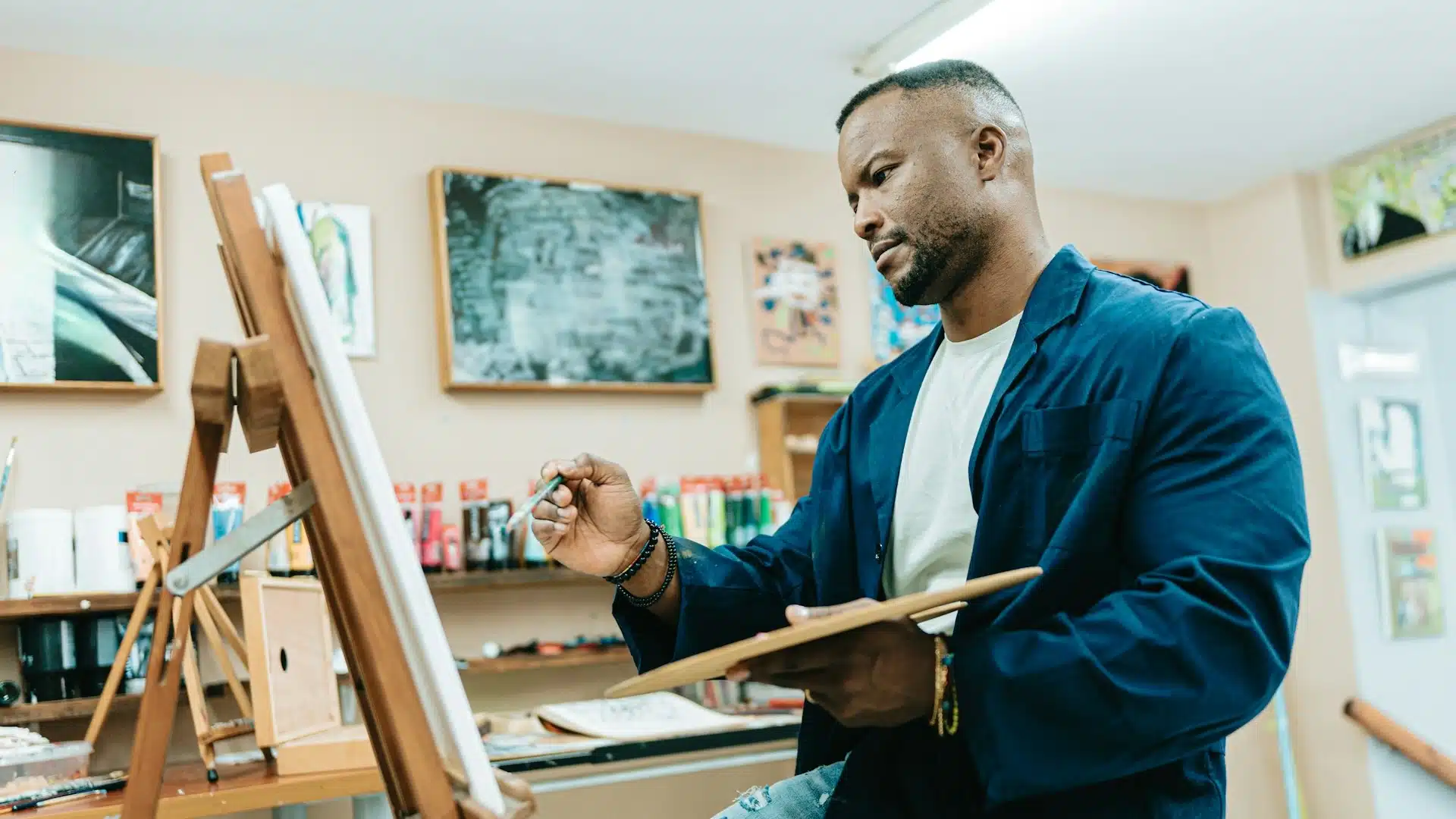 A man painting