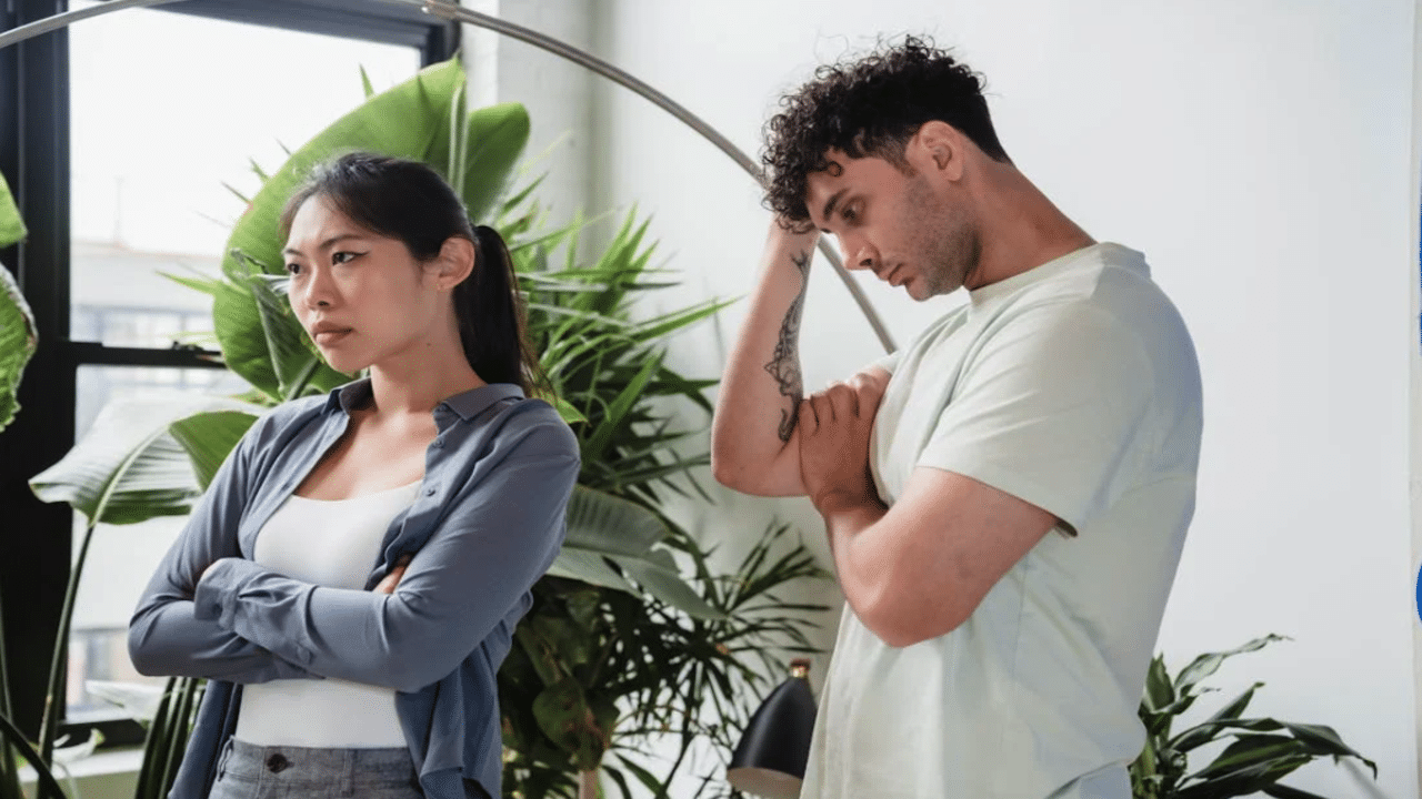 A couple fighting at home