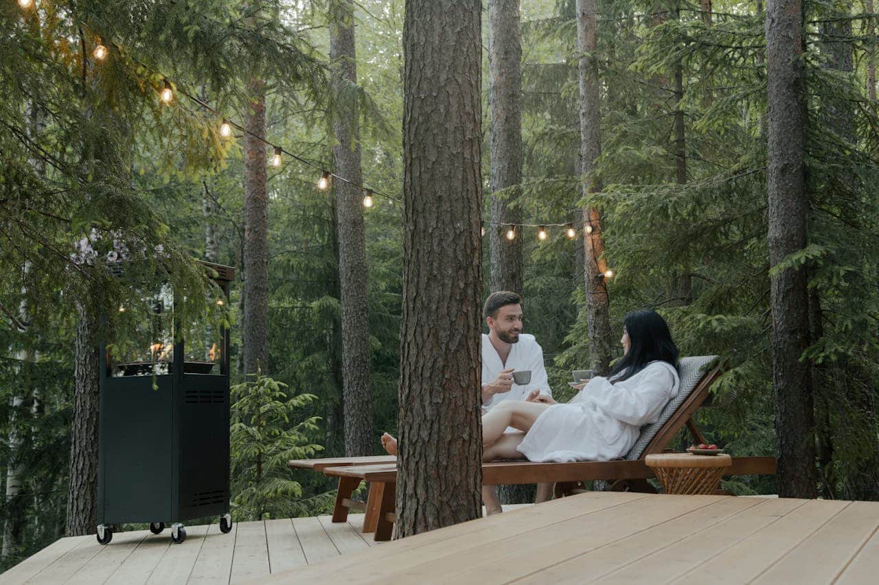 A couple relaxing
