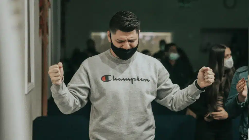 A man making fist bump