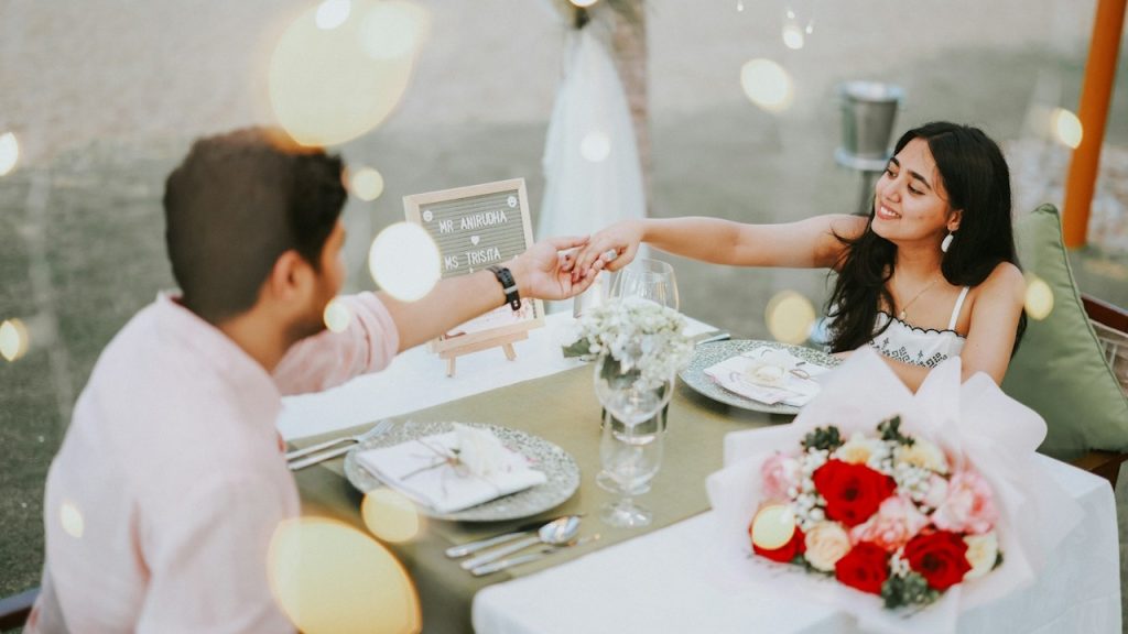 A couple having a romantic date.