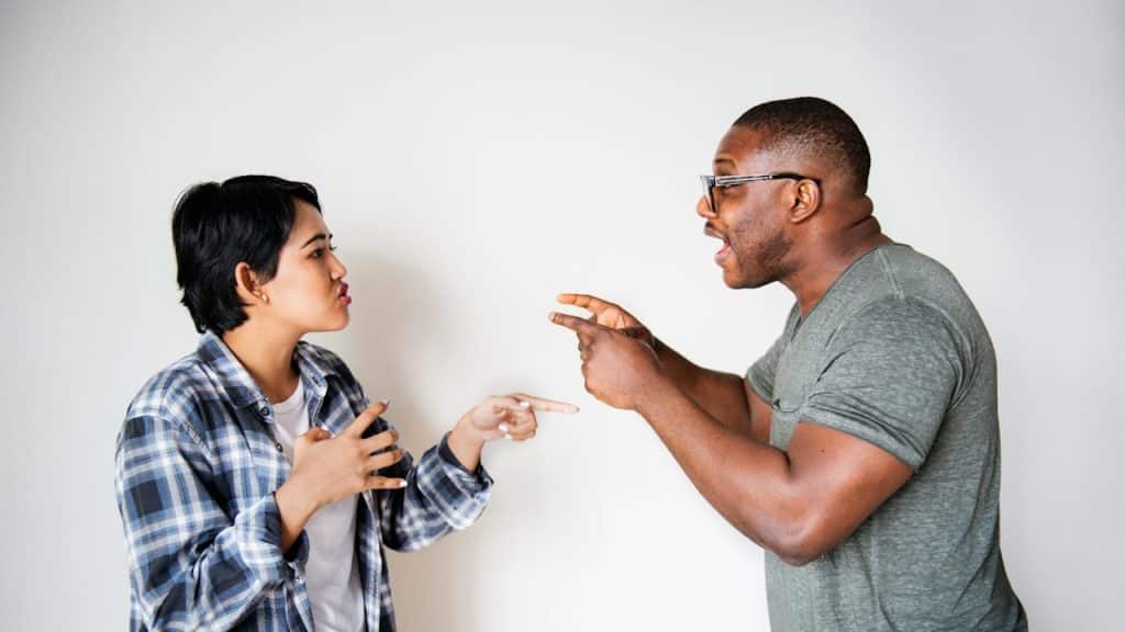A couple having a heated argument.