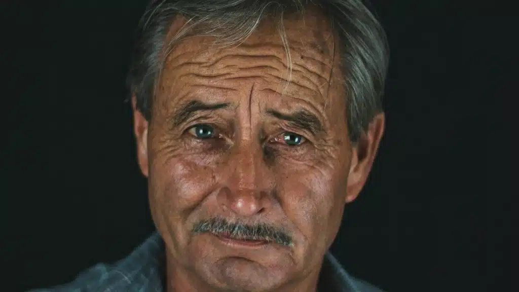 A man looking intensely at the camera.
