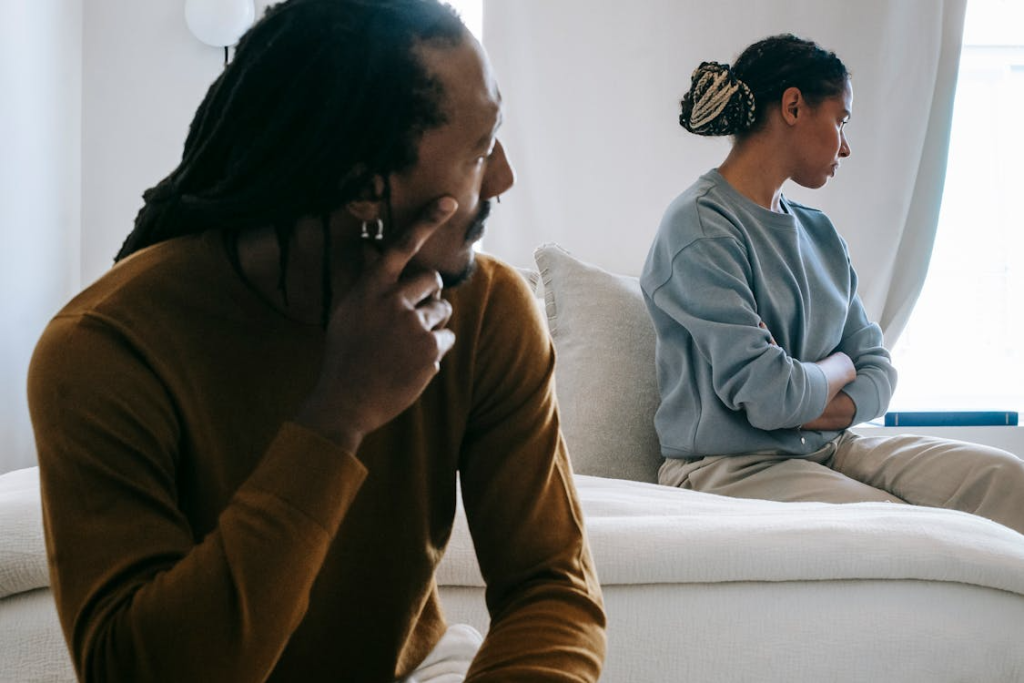 A man and a woman sitting