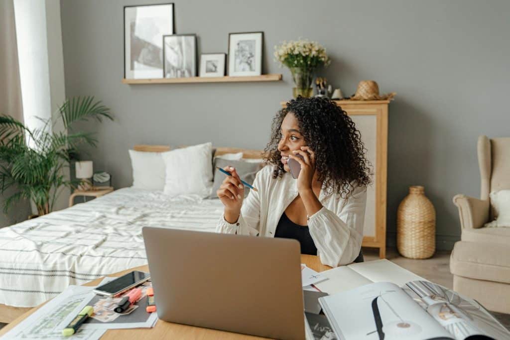 Woman talking about future plans alone