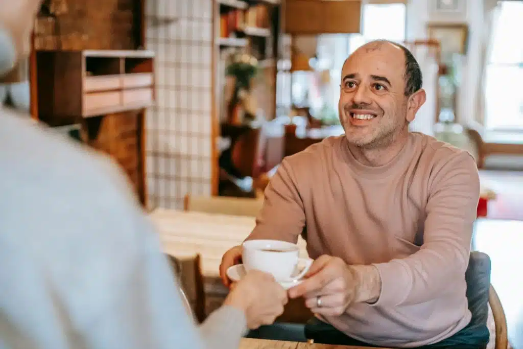 Man showing kindness in a calm everyday situation