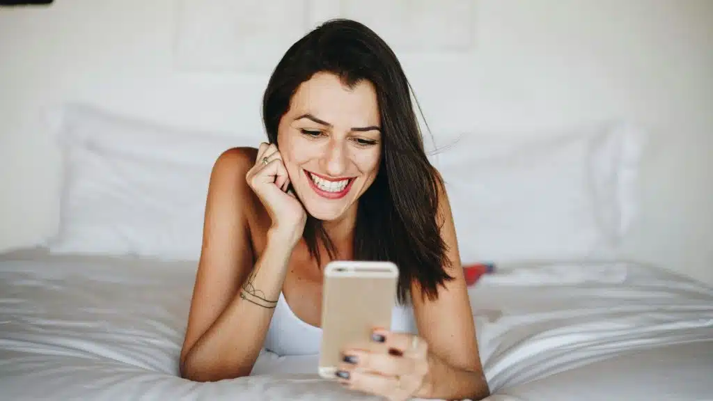 Woman looking at the phone